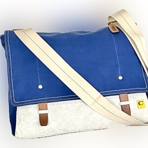 Coach Vintage Twill w/ Suede & Leather Trim Messenger Bag